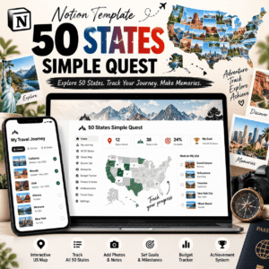 50 States Travel Notion Template