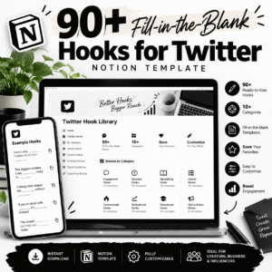 90+ Twitter Hooks Notion Template