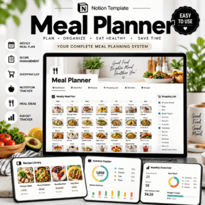 Notion Meal Planner Template Mockup