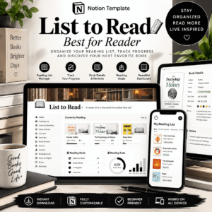 Notion Reading List Template Mockup