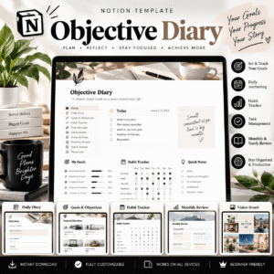 Objective Diary Notion Template Mockup