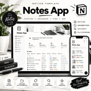 Premium Notes App Notion Template Mockup