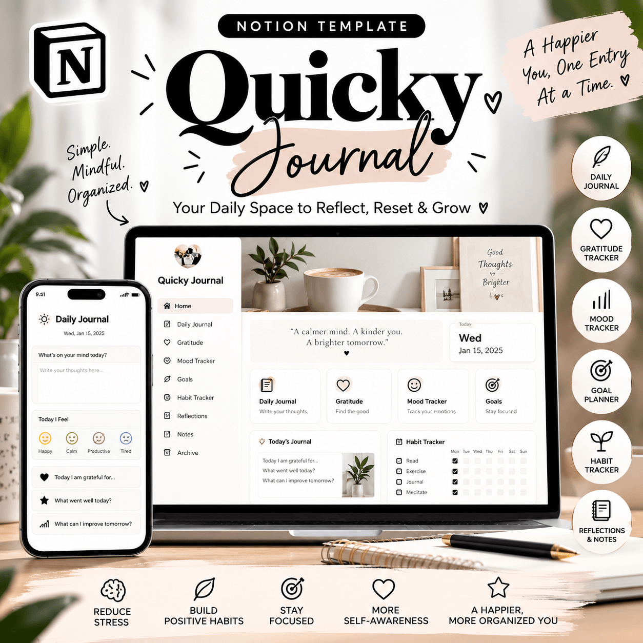 Quicky Journal Notion Template Mockup